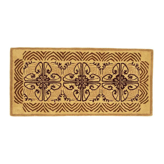 Minuteman International Art Deco Hearth Rug 56x26in | Cocoa Wool Tabriz Design | Fireplace & Entryway Floor Protector | 56 x 26 x 0.5 in | Model H-62