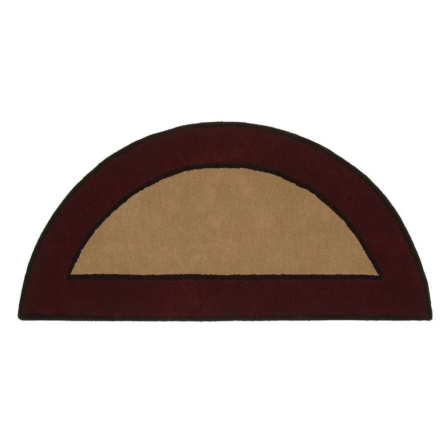 Minuteman International Contemporary II 56in Half Round Wool Hearth Rug | Berry and Neutral Border | Fireplace & Entryway Floor Mat | Model H-66