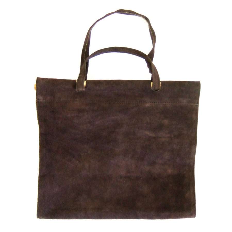 Minuteman International Suede Log Carrier | Rustic Dark Brown Suede | Fireplace & Hearth Log Transport | 16 x 28 x 1.5 in | Model LCR-06C