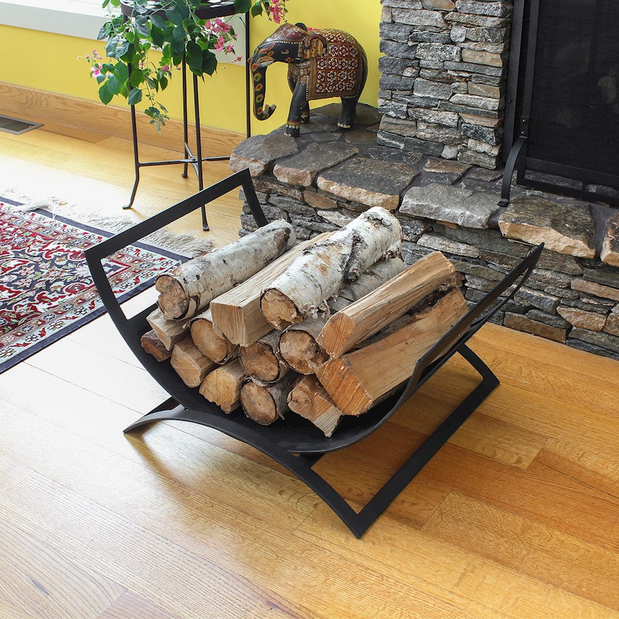 ACHLA Metropolis Log Basket 23in Wrought Iron | Bauhaus Geometric Matte Black | Living Room & Fireplace Wood Holder | 23 x 28 x 15 in | Model LCR-14