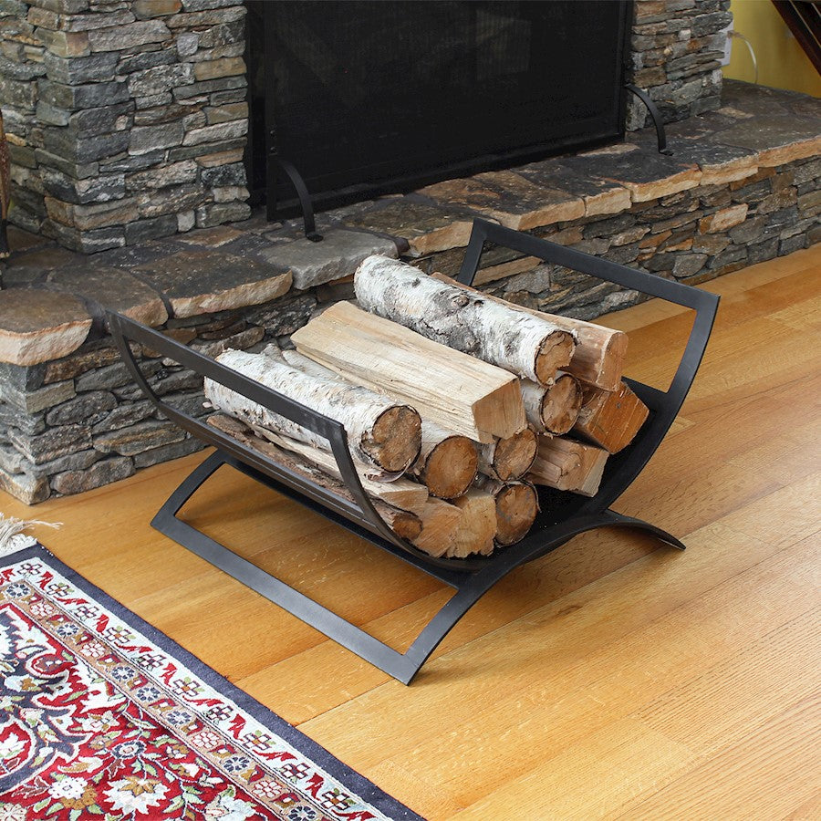 ACHLA Metropolis Log Basket 23in Wrought Iron | Bauhaus Geometric Matte Black | Living Room & Fireplace Wood Holder | 23 x 28 x 15 in | Model LCR-14
