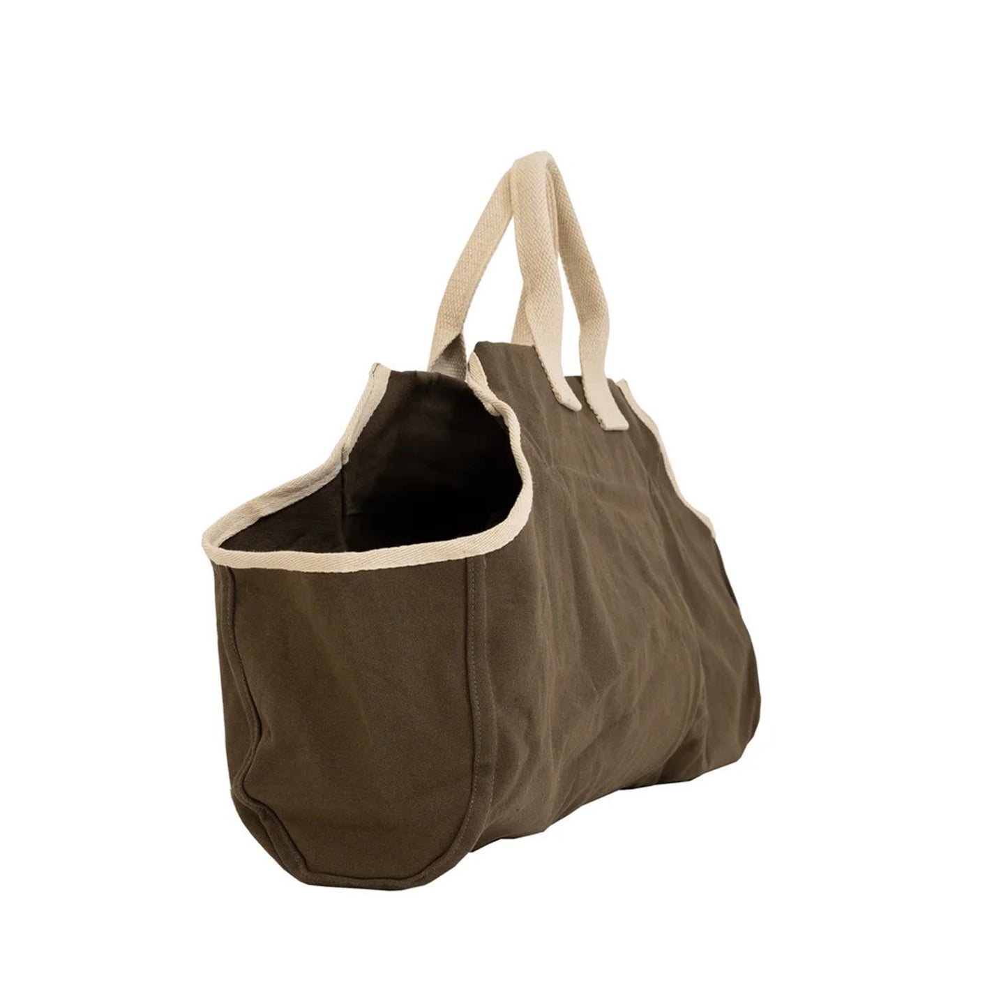 Minuteman International Canvas Log Carrier | Sage with Ivory Trim | Fireplace & Hearth Wood Transport | 35 x 21 in | Model LCR-26