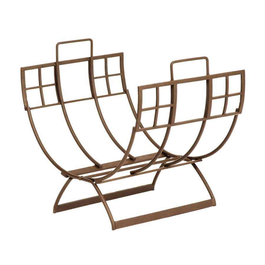 Minuteman International Arts & Craft Folding Log Carrier | Roman Bronze Wrought Iron | Indoor & Outdoor Firewood Holder | Model LCR-36Z