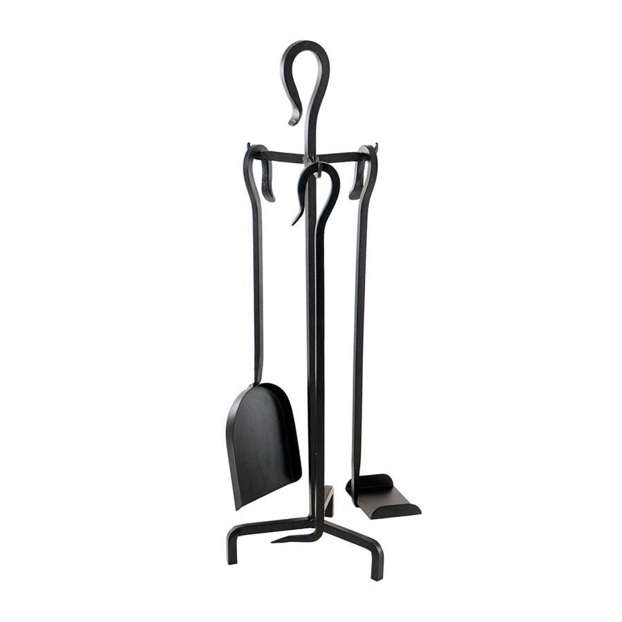 Minuteman International MINI 4-Piece Fireplace Tool Set | Wrought Iron Black Powder Coated | Hearth & Fireplace Accessory | Model MINI-11