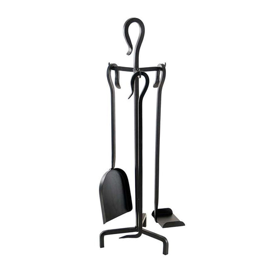 Minuteman International MINI 4-Piece Fireplace Tool Set | Wrought Iron Black Powder Coated | Hearth & Fireplace Accessory | Model MINI-11