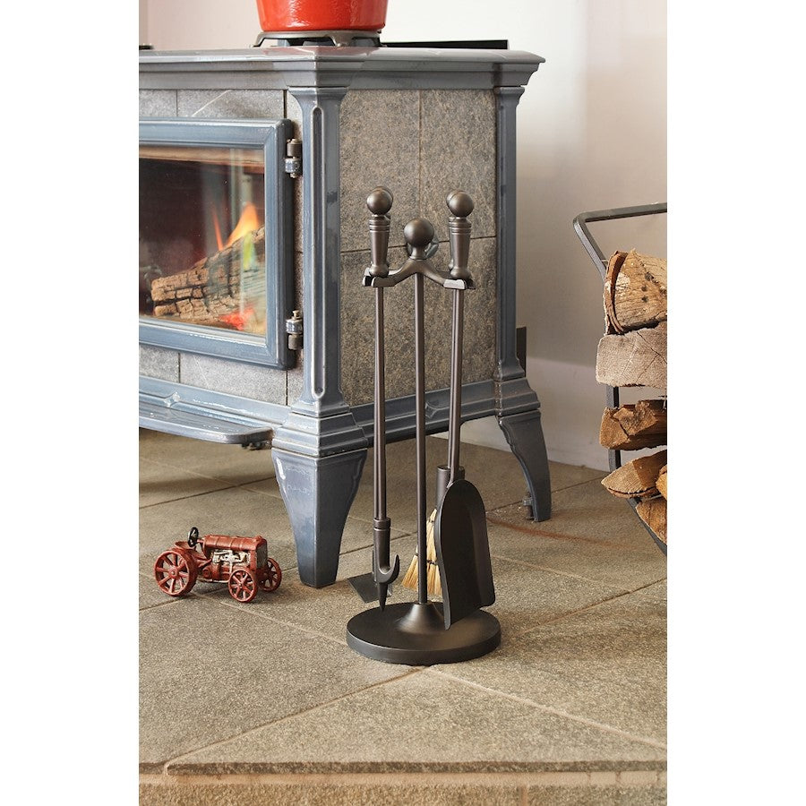 ACHLA Minuteman Paxton Mini Fireplace Tool Set | Traditional Cast Iron Black Powder Coat | Wood & Pellet Stove Tending | Model MINI-14BK