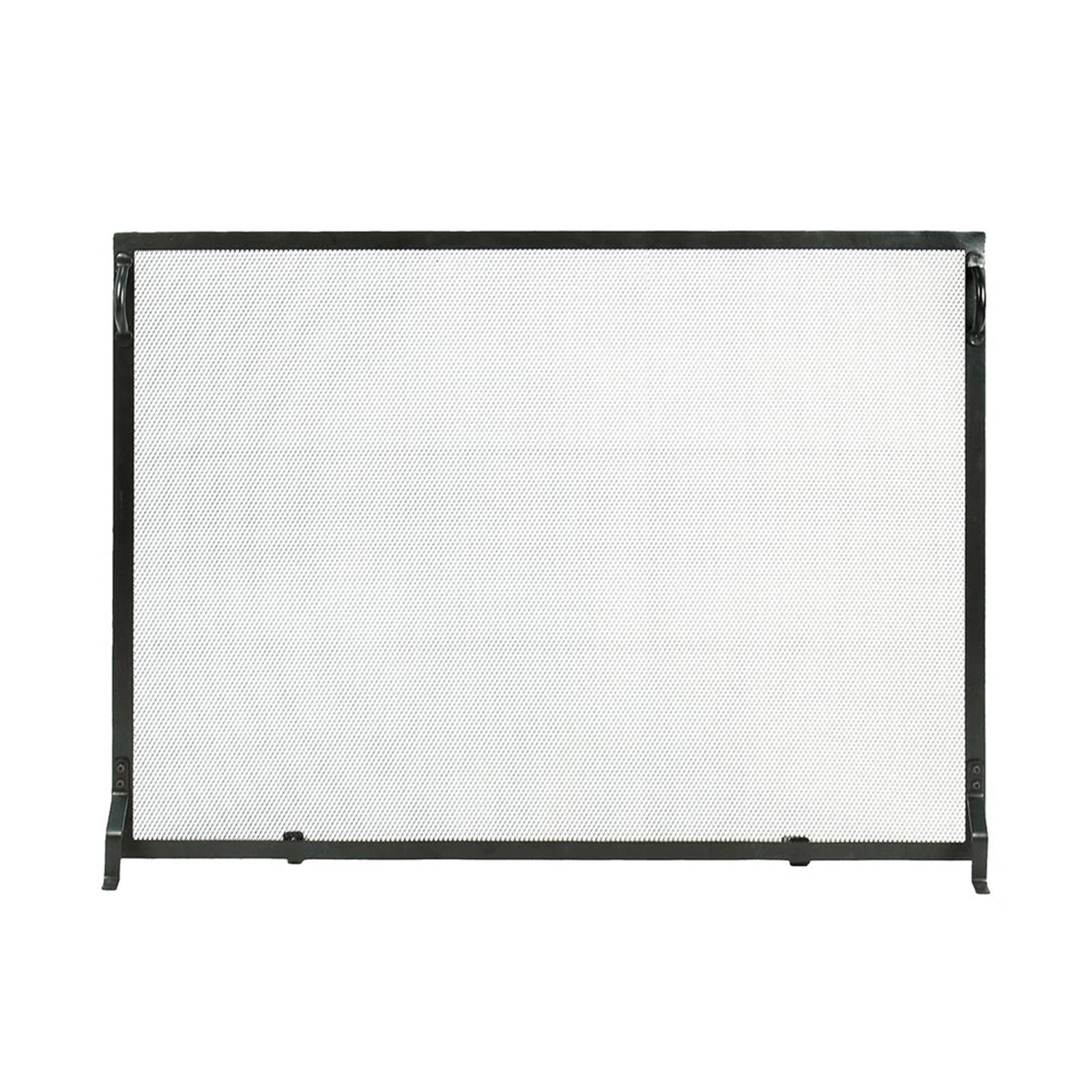 Minuteman International Plain By Design 44in Fireplace Screen | Black Wrought Iron Flat Mesh | Living Room & Hearth Safety | Model SA-4433