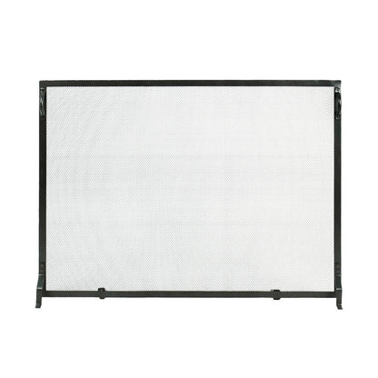 Minuteman International Plain By Design 44in Fireplace Screen | Black Wrought Iron Flat Mesh | Living Room & Hearth Safety | Model SA-4433