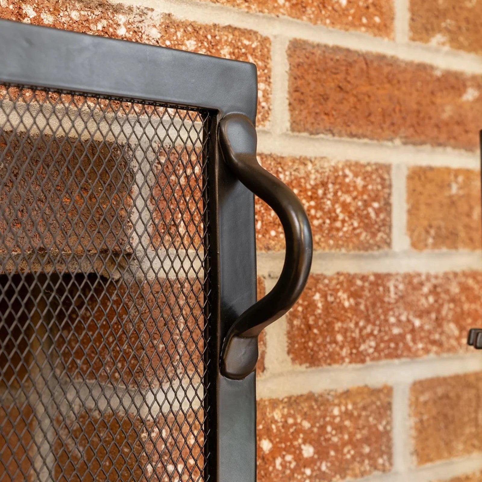 Minuteman International Plain By Design 44in Fireplace Screen | Black Wrought Iron Flat Mesh | Living Room & Hearth Safety | Model SA-4433