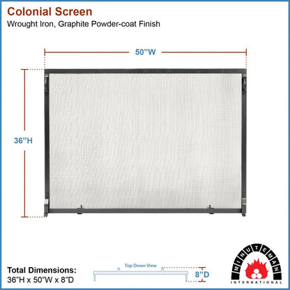 Minuteman International Plain By Design 50in x 36in Fireplace Screen | Black Wrought Iron Expanded Mesh | Living Room & Hearth Safety | Model SA-5036