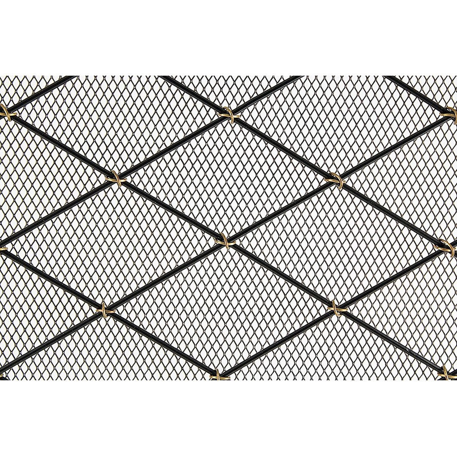 ACHLA Harlequin 38x30in Flat Fireplace Screen | Wrought Iron Black Powdercoat with Brass Accents | Living Room & Hearth Protection | Model SF-3830