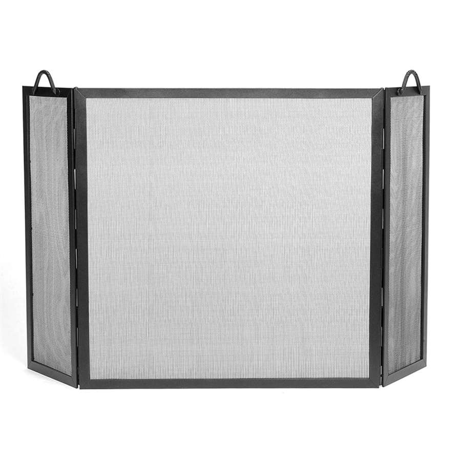 Minuteman International Twisted Rope Folding Fireplace Screen Large | Graphite Powder-Coated Wrought Iron | Indoor & Outdoor Hearth | Model SS-31L