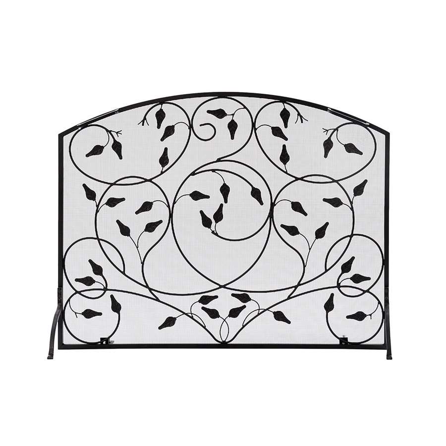 Minuteman International Leaves Flat Fireplace Screen | Wrought Iron Matte Black | Living Room & Hearth Accent | 38 x 11.5 x 29.75 in | Model SS-37