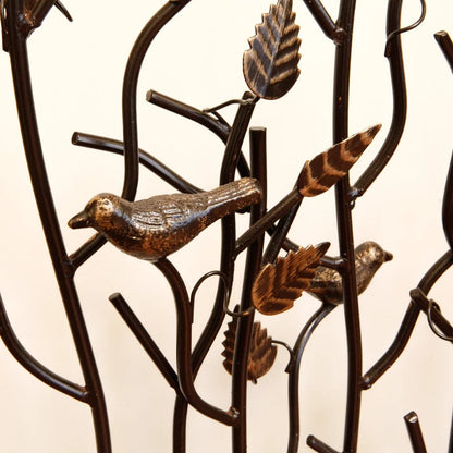 Minuteman International Birds Summer Screen | Rustic Wrought Iron Fireplace Screen with Gold-Tone Birds | Roman Bronze Powder Coat | Model SSB-01