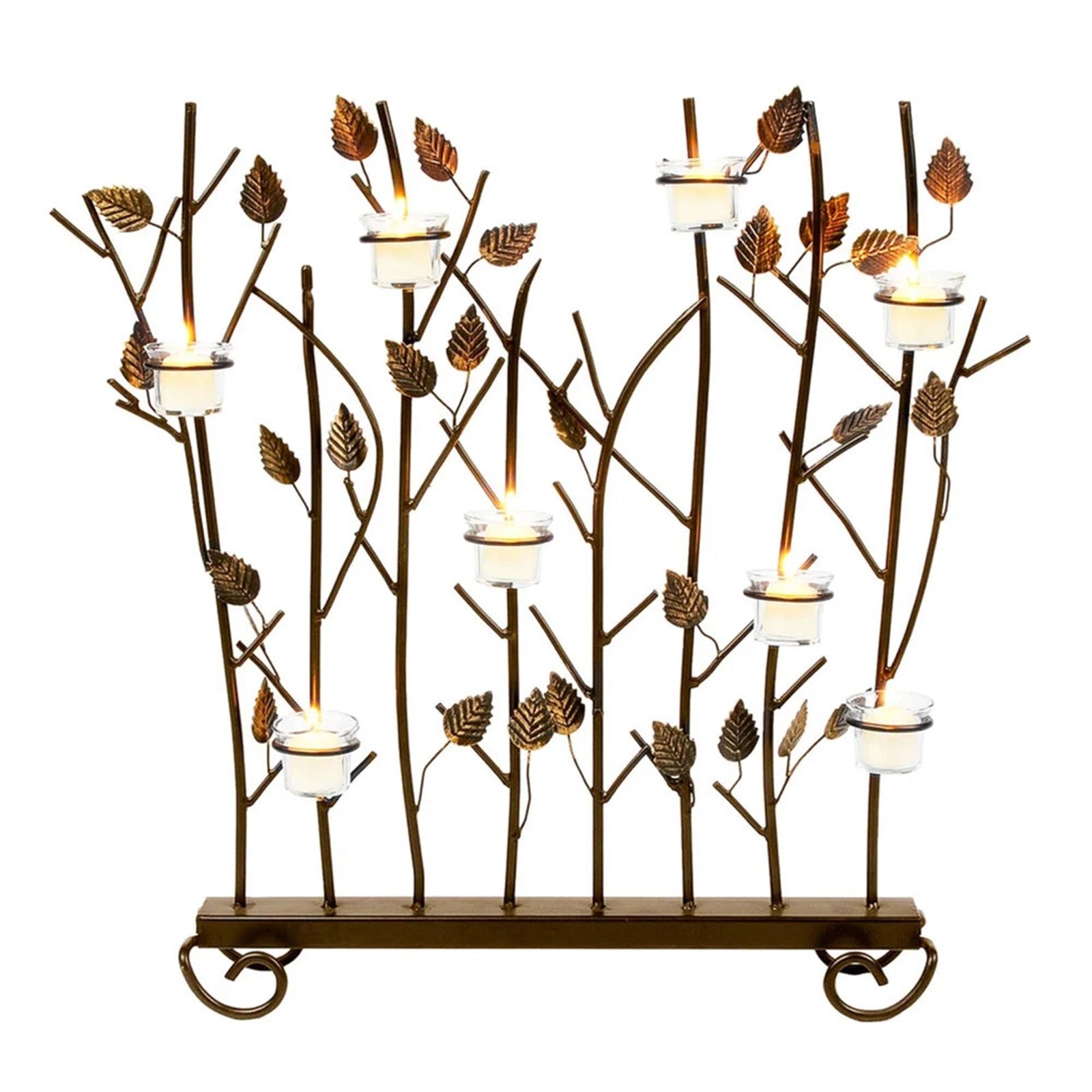 Minuteman International Summer Screen for Votives | Wrought Iron Roman Bronze with Gold Accents | Fireplace & Patio Decorative Screen | Model SSB-02