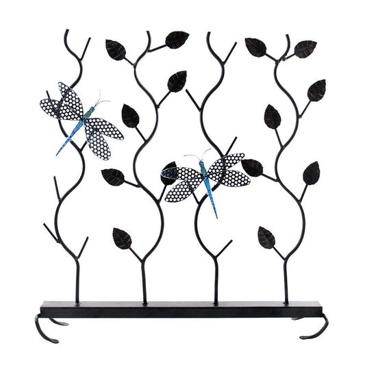 Minuteman International Dragonflies Summer Fireplace Screen 26in | Wrought Iron Black Powder Coated with Bronze and Blue Accents | Model SSB-04
