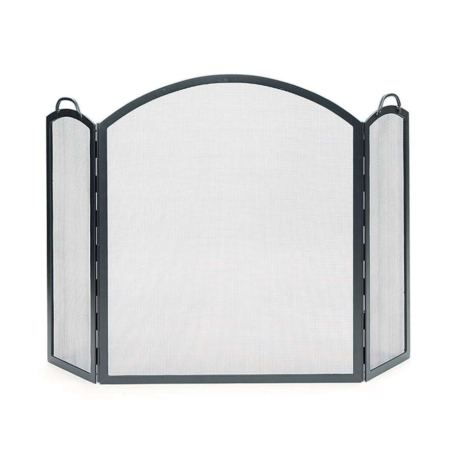 Minuteman International Arched Three-Part Folding Screen | Graphite Wrought Iron Fireplace Screen | Living Room & Hearth Accent | Model SSS-05L