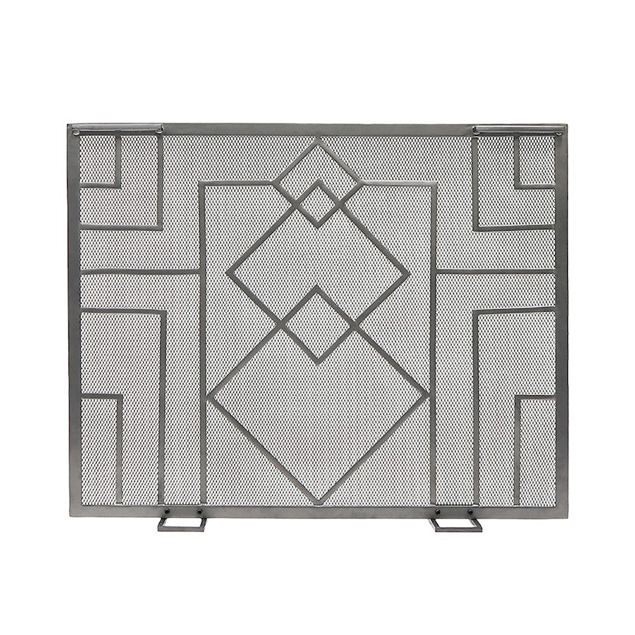ACHLA Minuteman International Wright Design Fireplace Screen 38in | Arts & Crafts Graphite Wrought Iron | Living Room & Hearth Safety | Model SSW-17