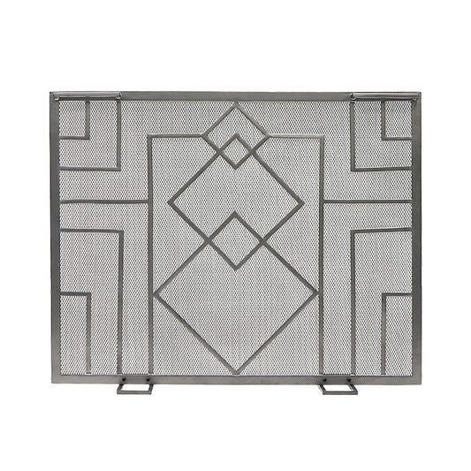ACHLA Minuteman International Wright Design Fireplace Screen 38in | Arts & Crafts Graphite Wrought Iron | Living Room & Hearth Safety | Model SSW-17
