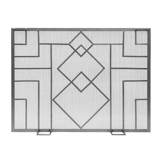 ACHLA Minuteman International 44in Wright Design Fireplace Screen | Arts & Crafts Graphite Wrought Iron | Living Room & Hearth | Model SSW-18