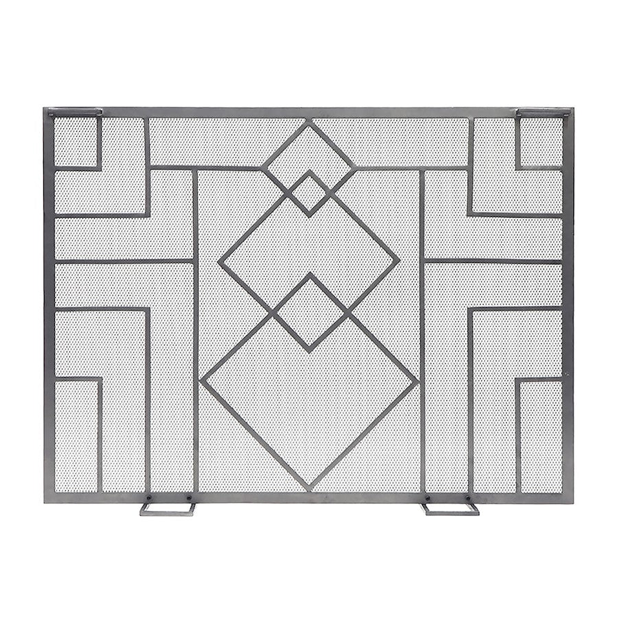 ACHLA Minuteman International 44in Wright Design Fireplace Screen | Arts & Crafts Graphite Wrought Iron | Living Room & Hearth | Model SSW-18