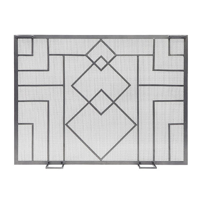ACHLA Minuteman International 44in Wright Design Fireplace Screen | Arts & Crafts Graphite Wrought Iron | Living Room & Hearth | Model SSW-18