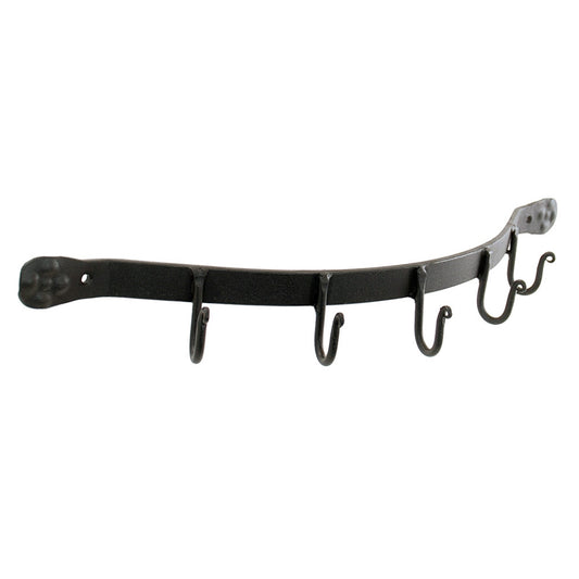 Minuteman International SWB-02 5-Hook Wall Bracket | Industrial Wrought Iron Black | Entryway & Mudroom Coat Rack | 19.5 x 4.5 x 2 in | Model SWB-02