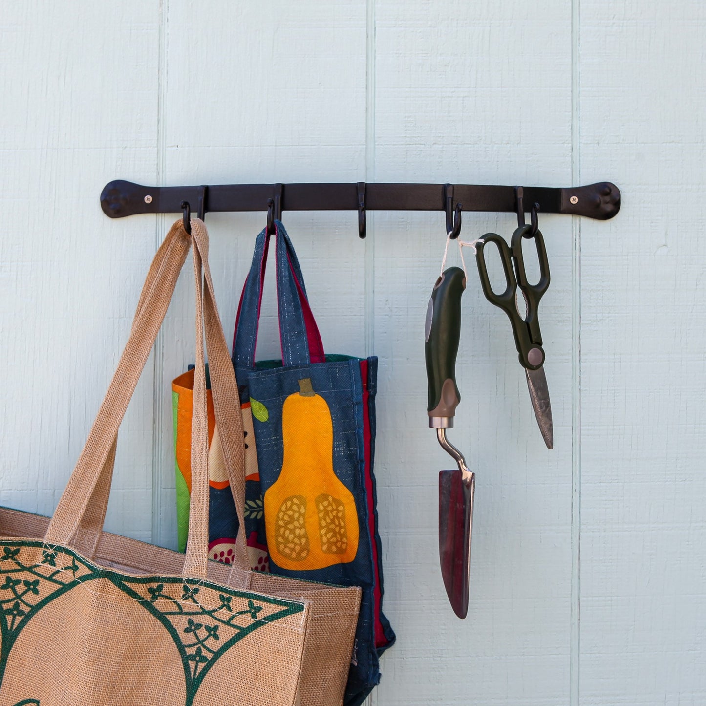 Minuteman International SWB-02 5-Hook Wall Bracket | Industrial Wrought Iron Black | Entryway & Mudroom Coat Rack | 19.5 x 4.5 x 2 in | Model SWB-02
