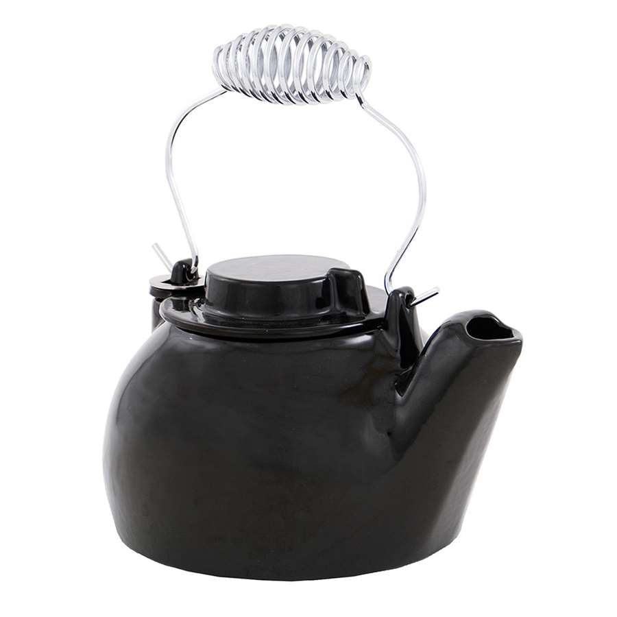 Minuteman International 2.5 Quart Cast Iron Humidifying Kettle | Traditional Black Enameled Cast Iron | Living Room & Bedroom | Model T-16-BK