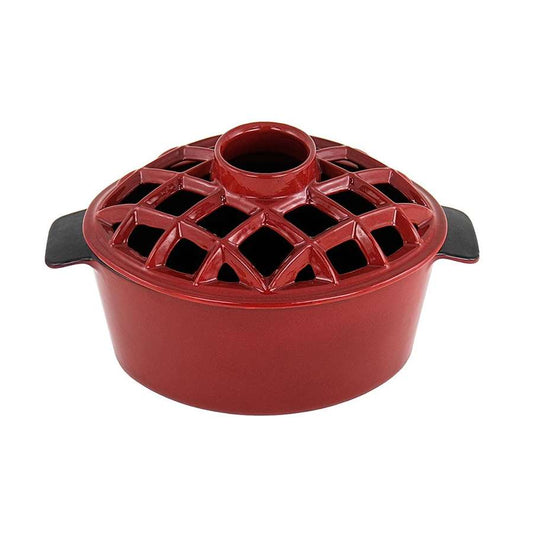 Minuteman International 2.2 Qt Enamel Steamer | Red Cast Iron with Lattice Top | Stovetop & Fireplace Decor | 6.75 x 6.5 x 11 in | Model T-50-R