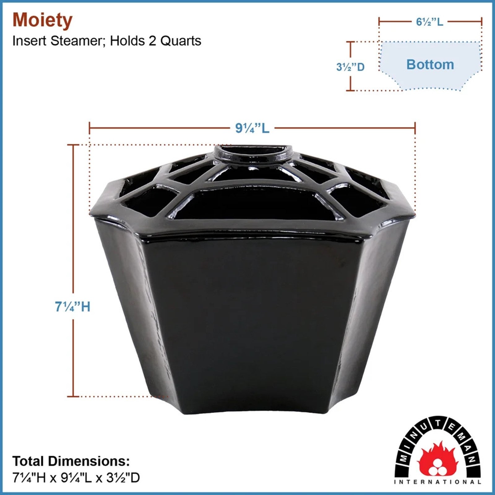 Minuteman International Moiety Insert Steamer | Cast Iron Black Finish | Wood-Stove Insert & Mantle Shelf | 9.25 x 5 x 7.25 in, 2 Quart | Model T-51