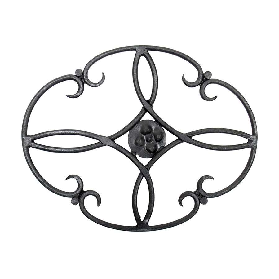 Minuteman International Clover Wrought Iron Trivet | Black Powder Coat Metal | Kitchen Stove & Countertop Protector | 7 x 10 x 1 in | Model TWI-01