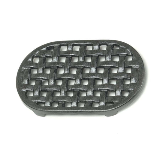 Minuteman International Cast Iron Oval Trivet | Matte Black Enamel Lattice Design | Kitchen Stove & Countertop Heat Protector | Model TWI-04
