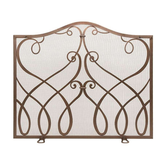 Minuteman International Cypher 38in Wrought Iron Fireplace Screen | Roman Bronze Powder Coated | Living Room & Hearth Accent | Model VS21-01Z