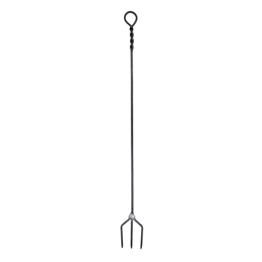 Minuteman International Large Rope Design Fork 46in | Wrought Iron Graphite Powder Coated | Indoor & Outdoor Fireplace Tool | Model WFR-01
