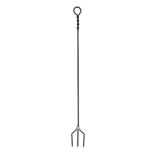 Minuteman International Large Rope Design Fork 46in | Wrought Iron Graphite Powder Coated | Indoor & Outdoor Fireplace Tool | Model WFR-01