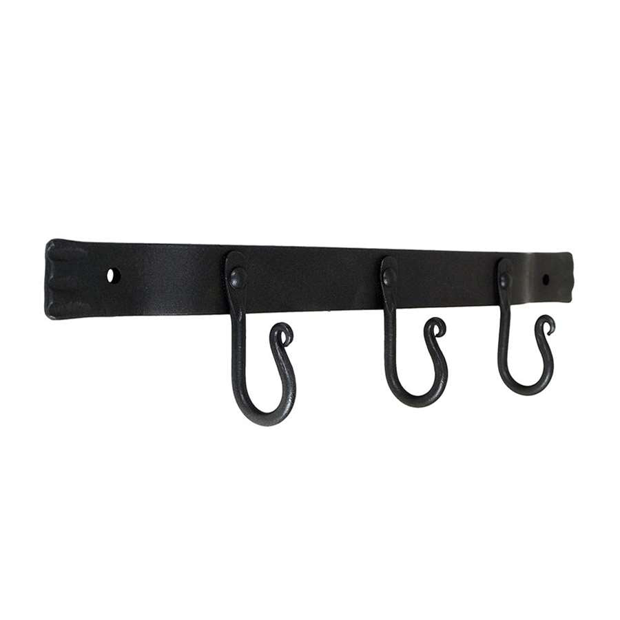 Minuteman International WH-03 Three-Hook Wall Bracket | Black Wrought Iron | Fireplace Tool & General Storage | 14 x 2 x 3 in | Model WH-03
