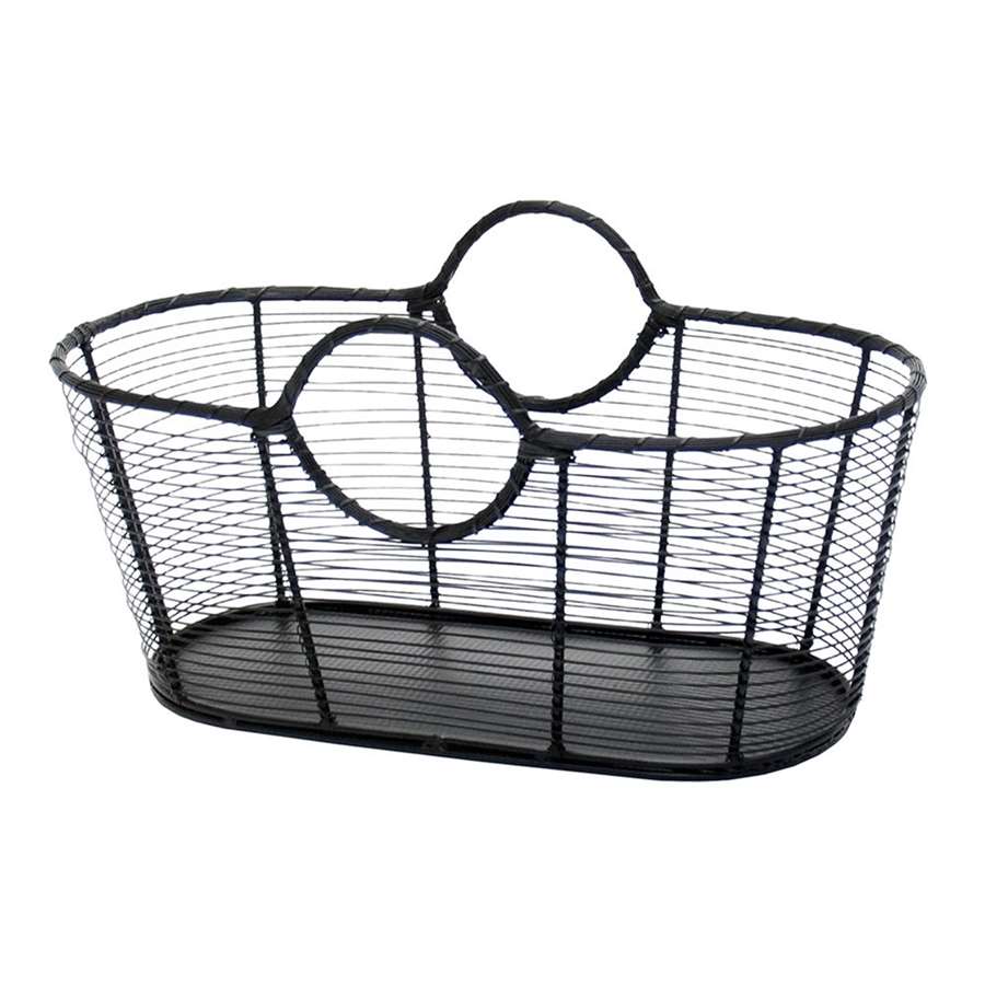 Minuteman International WI-08 Small Steel Wire Log Basket | Rustic Black Powder Coat | Hearth & Garden Firewood Carrier | Model WI-08
