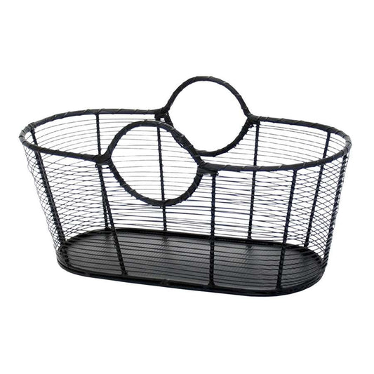 Minuteman International WI-08 Small Steel Wire Log Basket | Rustic Black Powder Coat | Hearth & Garden Firewood Carrier | Model WI-08