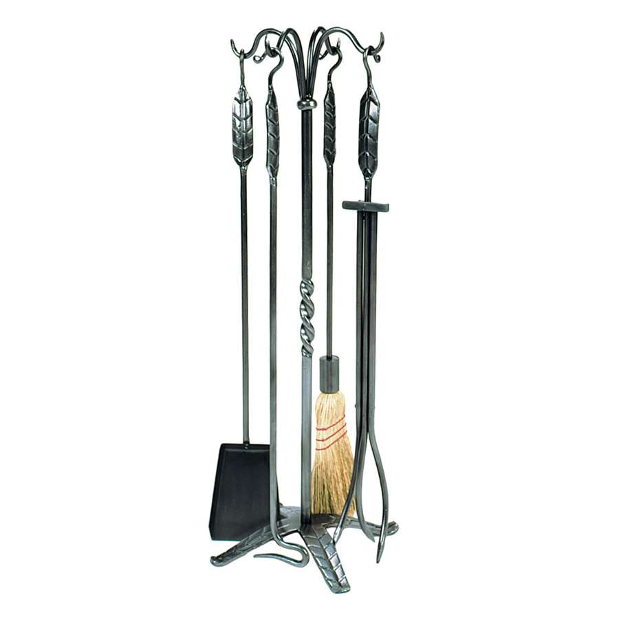 Minuteman International Large Leaf 5-Piece Fireplace Tool Set | Graphite Wrought Iron | Hearth & Living Room Fireplace Accessory | Model WR-01