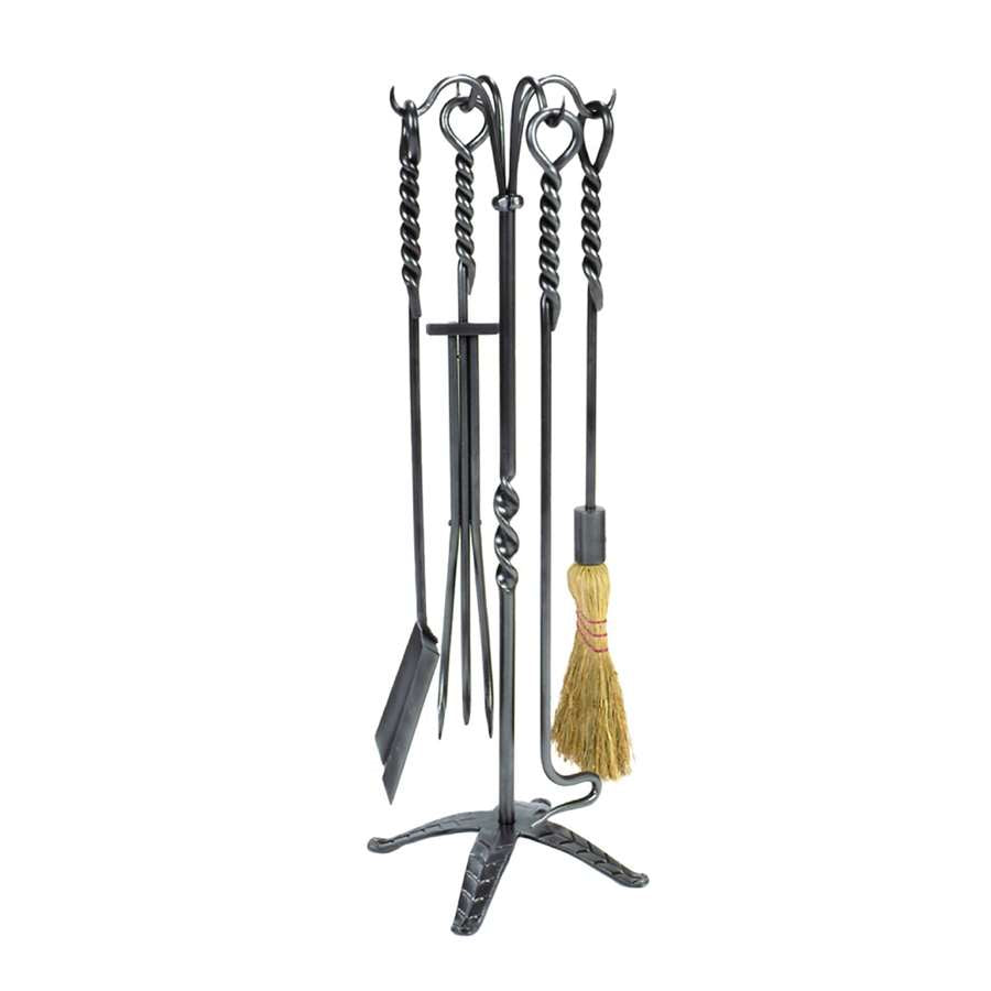 Minuteman International WR-02 5-Piece Fireplace Tool Set | Graphite Wrought Iron | Living Room & Hearthside | 9 x 9 x 32 in | Model WR-02