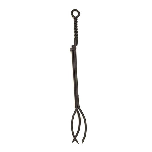 Minuteman International Standard Rope Design Tongs 28in | Black Wrought Iron Fireplace Tool | Indoor & Outdoor Fireplace | 28in L | Model WR-02T