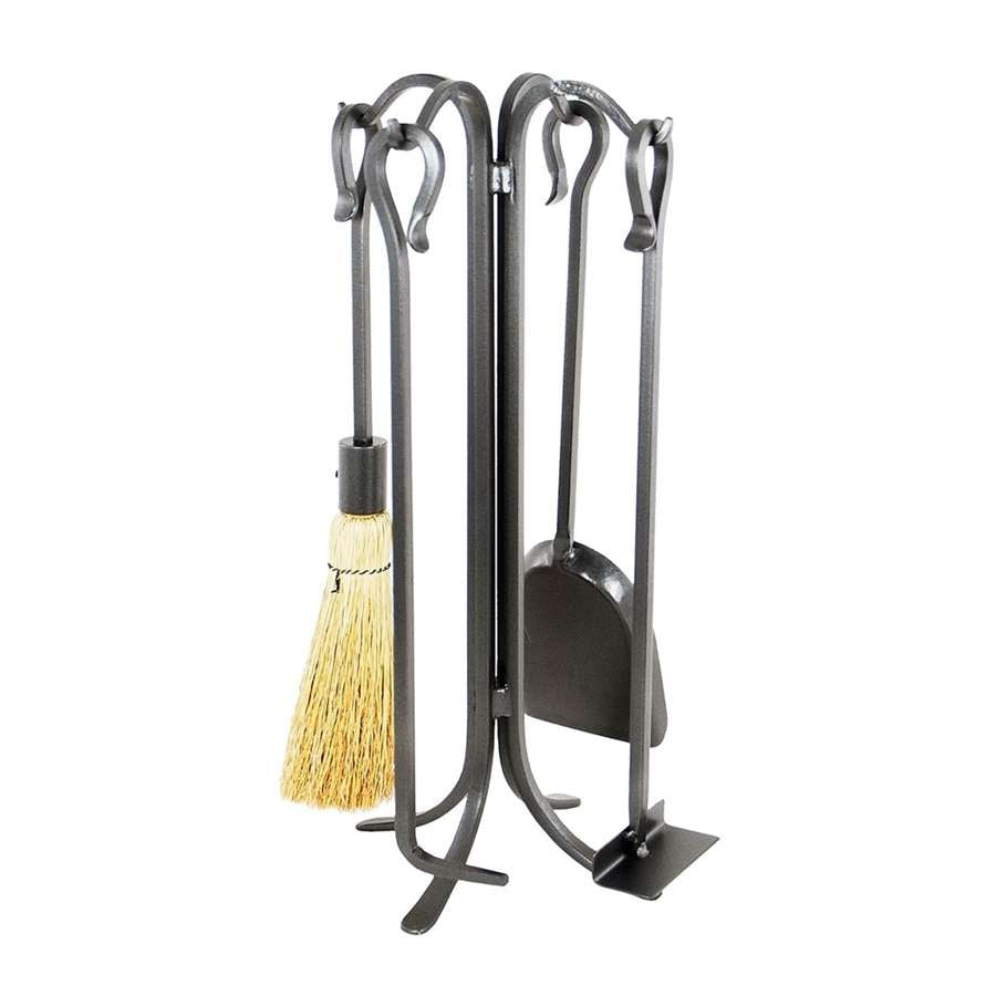 Minuteman International Shepherd's Hook IV 5-Piece Fireplace Tool Set | Black Wrought Iron | Hearth & Fireplace Accessory | Model WR-21-22