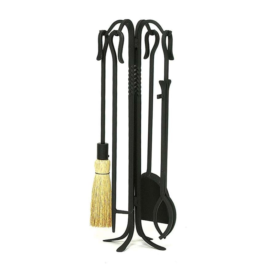 Minuteman International Shepherd's Hook III 5-Piece Fireplace Tool Set | Black Wrought Iron | Hearth & Living Room Fireplace | Model WR-21-26