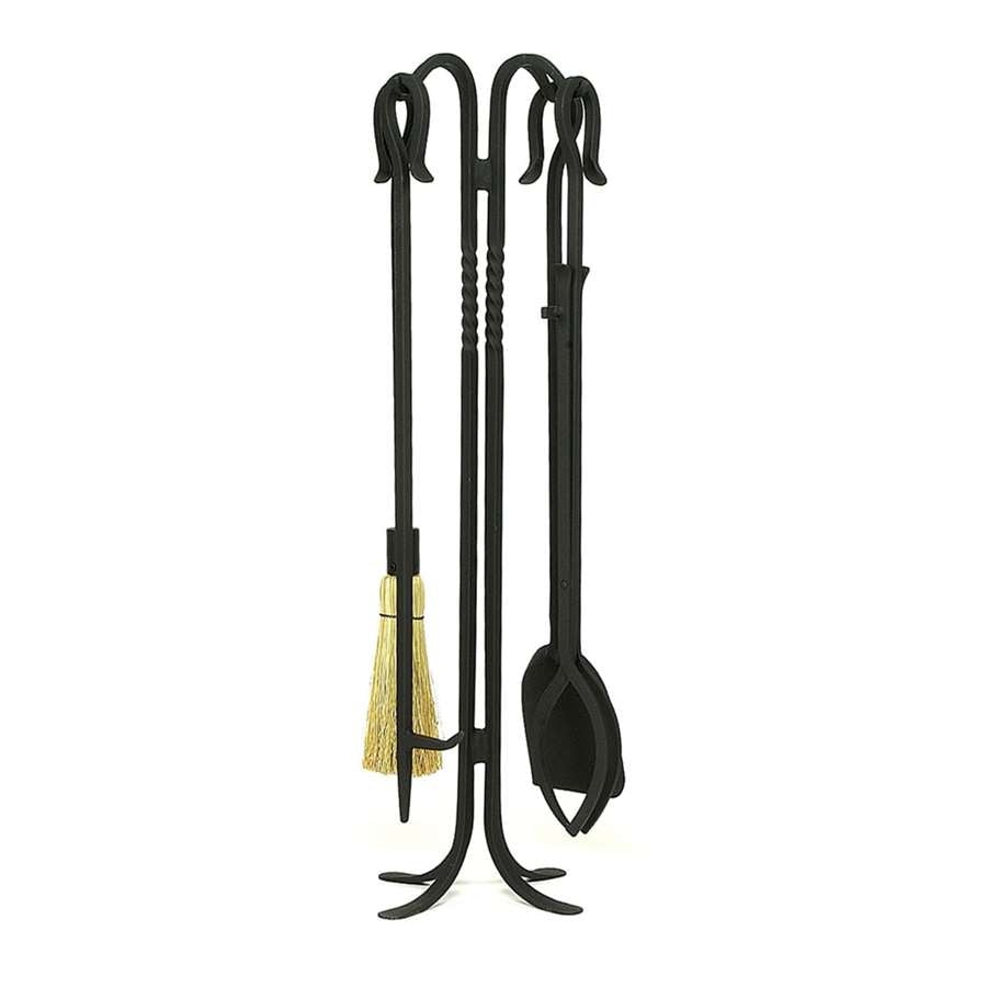 Minuteman International Shepherd's Hook II 5-Piece Fireplace Tool Set | Traditional Black Wrought Iron | Living Room & Hearthside | Model WR-21-33