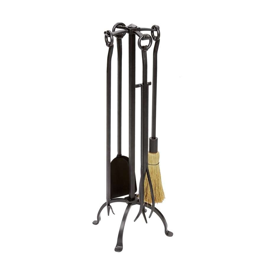 Minuteman International English Tool Set | Graphite Powder-Coated Wrought Iron | Fireplace Tool Set with Stand, Poker, Shovel, Tongs & | Model WR-26
