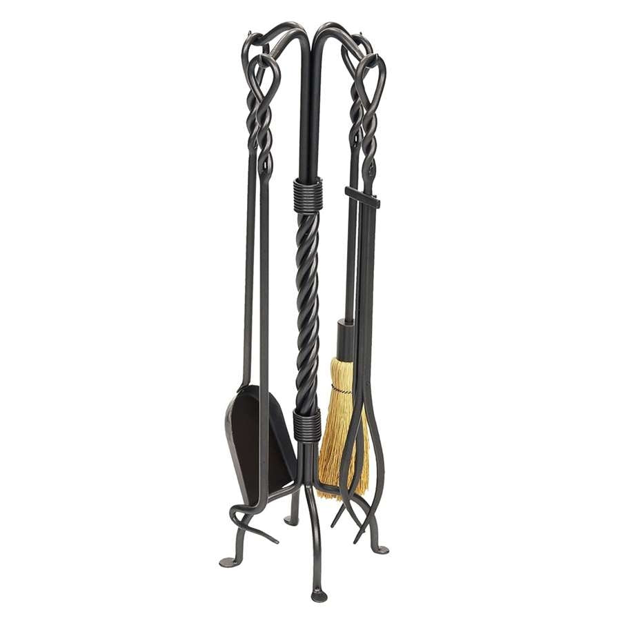 Minuteman International Twisted Rope Fireplace Tool Set | Graphite Wrought Iron | Living Room & Hearth Accessory | 10 x 10 x 30 in | Model WR-29
