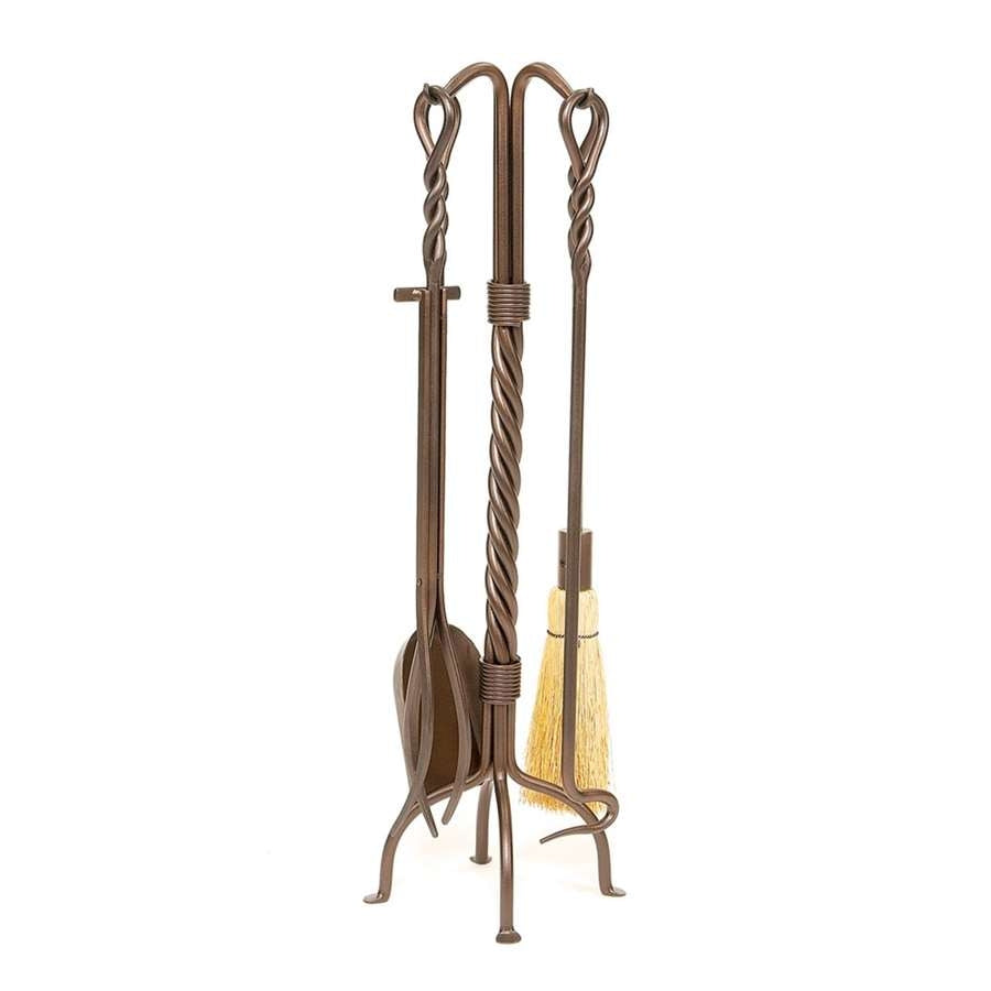 Minuteman International Twisted Rope Fireplace Tool Set | Roman Bronze Wrought Iron | Hearth & Living Room | 30in H, 5-Piece Set | Model WR-29Z