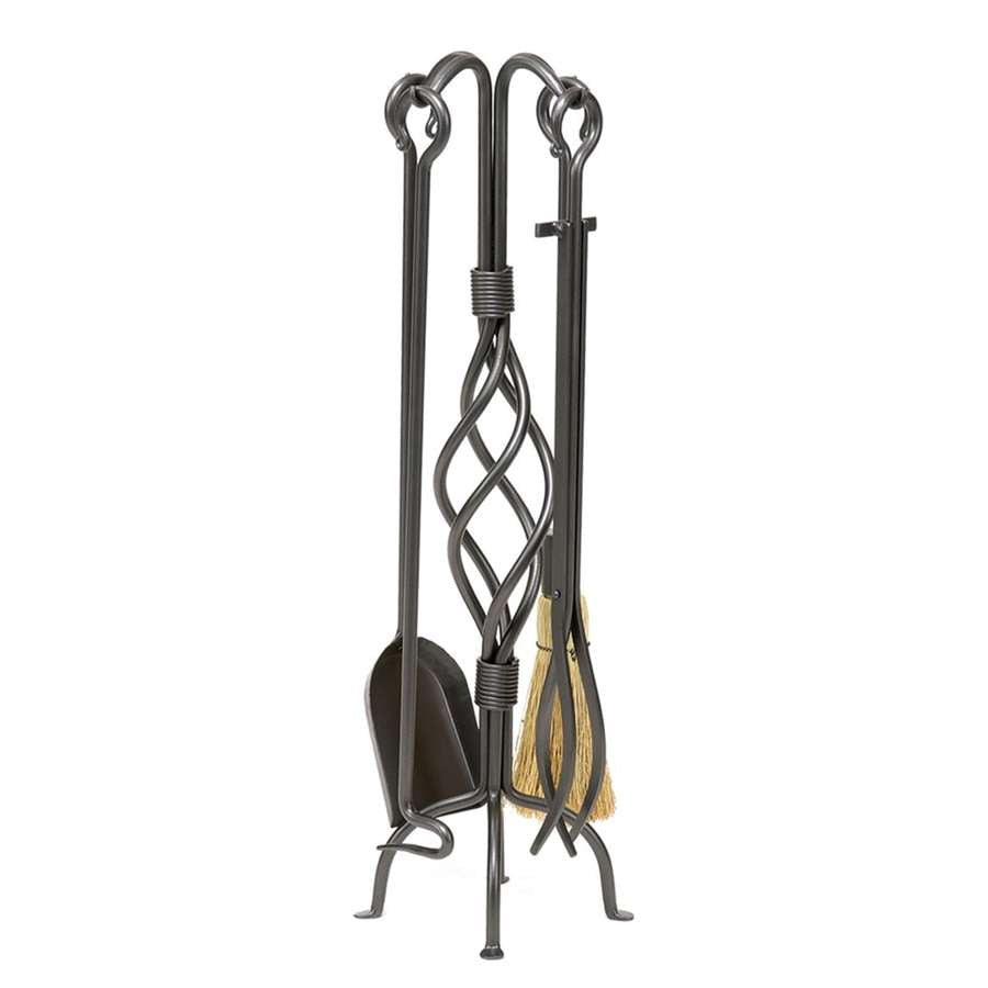 Minuteman International Helix Fireplace Tool Set | Graphite Wrought Iron | Hearth & Living Room Fireplace Accessory | 9.5 x 9.5 x 30 in | Model WR-30