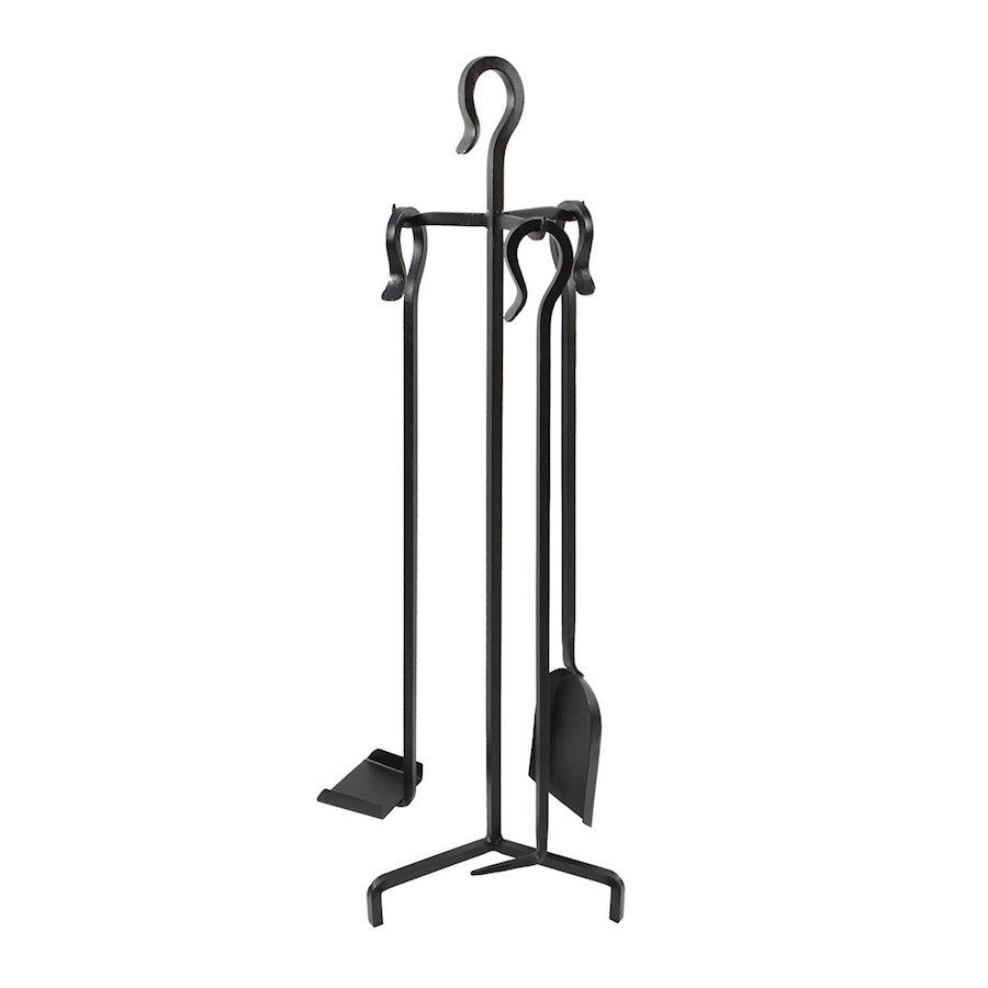 ACHLA Berlin 32in Fireplace Tool Set | Wrought Iron Black Powder Coating | Hearth & Woodstove Accessory | 9 x 9 x 32 in | Model WR-43
